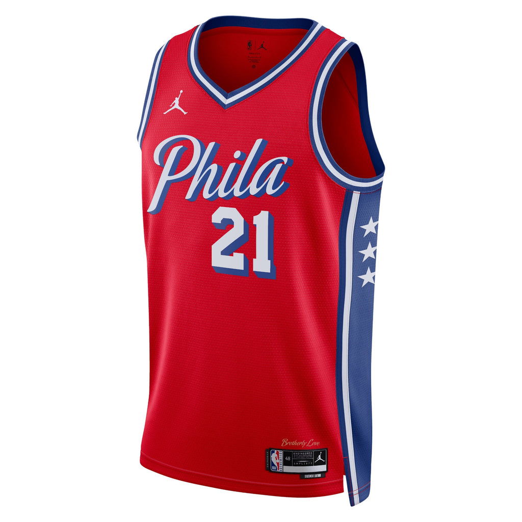 Philadelphia 76ers Jordan Statement Edition Swingman Jersey - Red - Joel Embiid - Unisex